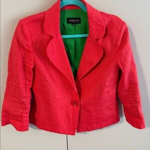 Patrizia Pepe Coral Red Linen Blazer